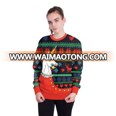 NADANBAO Brand Unisex Christmas Jumpers Christmas Sweaters Rhinestone Snow Globe unicorn  Design Christmas Sweater