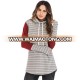 Oem New Fashion Long Sleeve Stripe Comfortable Drawstring High Neck Printed Feminine Blouse