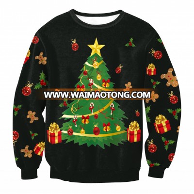 2018 Wholesale cheap OEM  crew neck custom adult sweater Christmas tree patterns ugly Christmas Sweater