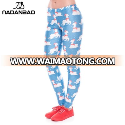 NADANBAO brand fashion ladies high waisted  leggings Christmas unicorn printed sublimation fitness leggings