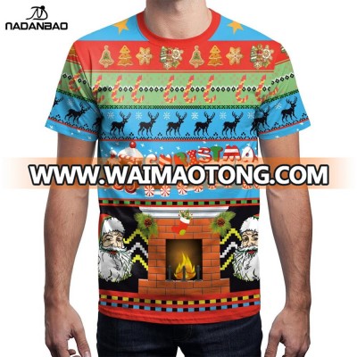 Nadanbao Brand Wholesale Fashion best selling 3d print cute santa claus christmas design printed  dri fit men's t-shirts