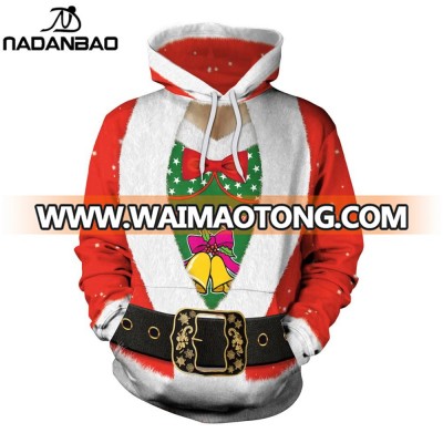 NADANBAO Christmas design printed pullover red hoodie unisex knitted hoodies sweatshirts with pocket fitted hoodie sweatshirts