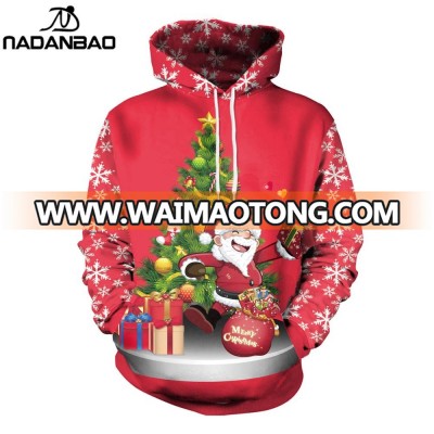 Nadanbao brand Fashion best selling hoodie 3d print cute santa claus christmas hoodies sweatshirts pullover printed hoodies