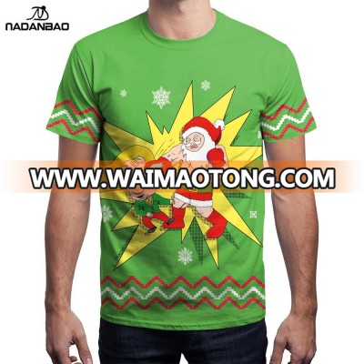 Nadanbao Brand  Christmas custom design printing green t shirt unisex knitted heat transfers for t-shirts